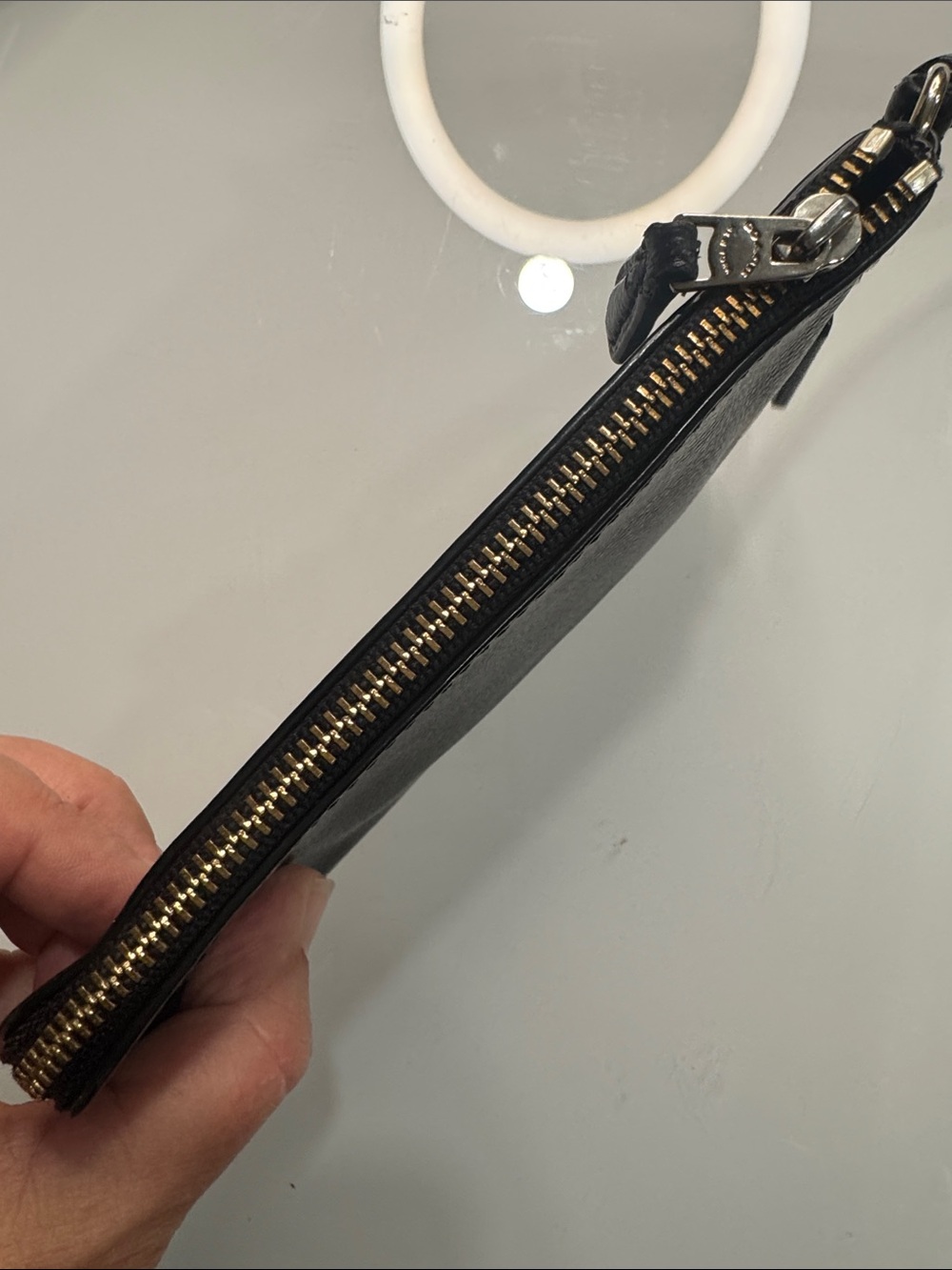 Coach Black Leather Wristlet with Gold Logo - Picture 8 of 9